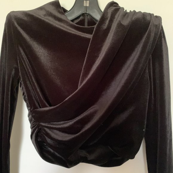 ZARA VELVET SHOULDER PAD TOP CROP TOP XS - Picture 3 of 10